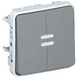 bouton poussoir double lumineux - legrand plexo 55 - gris - composable