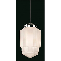 Luminaire Center Suspension Art verre blanc opale 1 ampoule 30,5cm