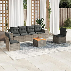 Maison Chic Salon de jardin avec coussins 7 pcs | Ensemble de Table et chaises | Mobilier d'Extérieur gris résine tressée -GKD21918