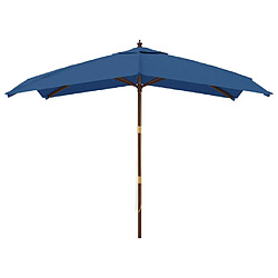 Helloshop26 Parasol de jardin avec mât en bois 300 x 300 x 273 cm bleu 02_0008340