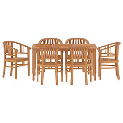 vidaXL Ensemble à manger de jardin 7 pcs Bois de teck solide