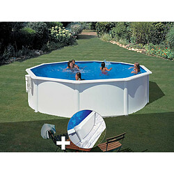 Kit piscine acier blanc Gré Bora Bora ronde 3,70 x 1,22 m + Tapis de sol