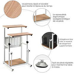 Acheter Helloshop26 Table informatique assis-debout bureau d'ordinateur réglable en hauteur poste de travail avec support d'imprimante 55 x 53 x (68-98) cm naturel 20_0009458