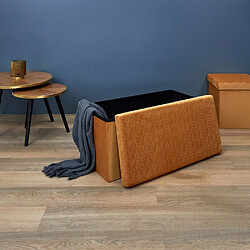 The Home Deco Factory Banc coffre pliable en velours Rétro moutarde.