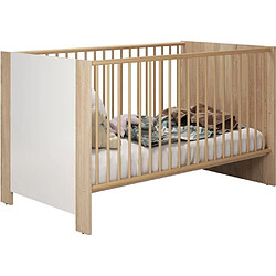 Avis Chambre bébé duo PIA - Lit 70x140 cm + Commode a langer 2 portes - Décor chene sonoma et blanc mat - TRENDTEAM