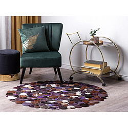 Avis Beliani Tapis patchwork rond en cuir marron et violet SORGUN