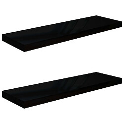 Maison Chic Lot de 2 Étagère murale flottante,Etagère de rangement Noir brillant 80x23,5x3,8 cm MDF -MN82002