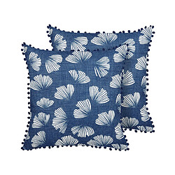 Beliani Lot de 2 coussins DANDELION 45 x 45 cm Motif de plante Bleu foncé