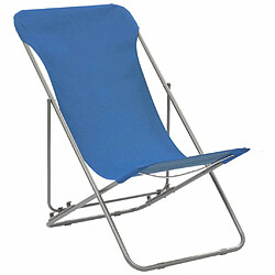 Maison Chic Lot de 2 Chaises de plage pliables | Chaises Relax d'extérieur Acier et tissu oxford Bleu -GKD17536