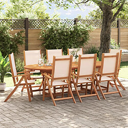 vidaXL Ensemble à manger de jardin 9pcs bois d'acacia solide textilène