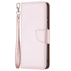 Etui en PU texture litchi, anti-rayures avec support or rose pour votre Samsung Galaxy A23 5G