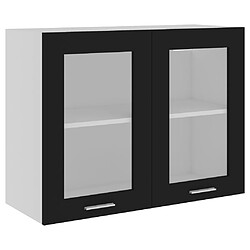 vidaXL Armoire en verre suspendue Noir 80x31x60 cm Bois d'ingénierie