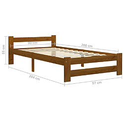 vidaXL Cadre de lit sans matelas Marron miel Bois pin massif 90x200 cm pas cher