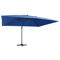 ComfortXL Parasol Déporté Avec Lumières LED Aluminium 400x300cm Bleu Azur