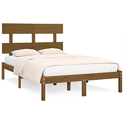 vidaXL Cadre de lit sans matelas marron miel 200x200 cm bois massif