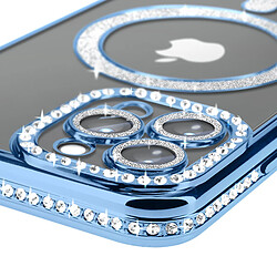 Avis Avizar Coque Diamant pour iPhone 12 Pro Max Protection MagSafe Contour Strass Bleu Clair