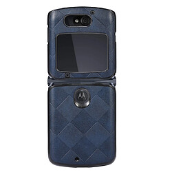 Coque en TPU + PU texture la grille bleu pour votre Motorola Razr 5G