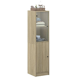 Acheter Maison Chic Commode Buffet - Meuble de rangement avec porte en verre chêne sonoma 35x37x142 cm -GKD11848