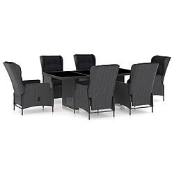 Maison Chic Mobilier à dîner 7 pcs et coussins- Ensemble table et chaises d'extérieur - Salon/Mobilier de jardin classique Résine tressée Gris foncé -MN57078