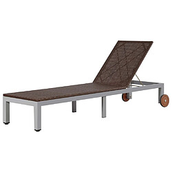 Maison Chic Transat - Chaise longue avec roues Résine tressée Marron