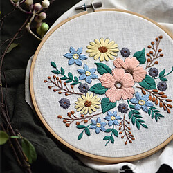 2 Ensembles Fleur Motif Broderie Kit De Démarrage Point De Croix Kits Cerceau 26x26cm pas cher