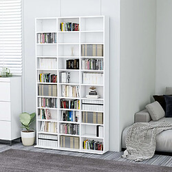 vidaXL Armoire à CD Blanc 102x16x177,5 cm Bois d'ingénierie