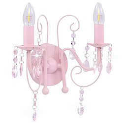 vidaXL Applique murale à perles Rose 2 ampoules E14