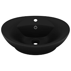 vidaXL Lavabo ovale de luxe à trop-plein Noir mat 58,5x39 cm Céramique