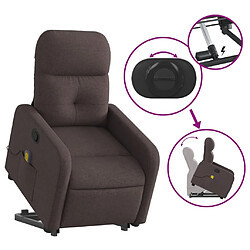 Acheter vidaXL Fauteuil inclinable de massage Marron foncé Tissu