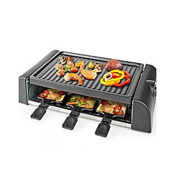 NEDIS Appareil Raclette-Grill-amovible 6 PERS anti adhésive 1000 W 6 poêlons Noire