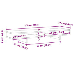 vidaXL Support de moniteur chêne marron 100x27x15 cm bois d'ingénierie pas cher