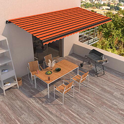 Maison Chic Auvent manuel rétractable,Store manuel de porte 600x350 cm Orange et marron -GKD79143