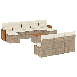 Maison Chic Salon de jardin 11 pcs avec coussins | Ensemble de Table et chaises | Mobilier d'Extérieur beige résine tressée -GKD71940