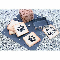 Scrapcooking Tampon bois + découpoir pour biscuit motif chat pas cher