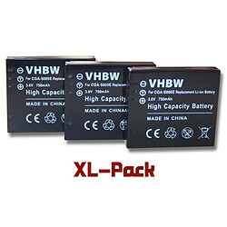 vhbw set de 3 batteries 750mAh appareil photo Panasonic Lumix DMC-FX01, DMC-FX07, DMC-FX3, DMC-FX8, DMC-FX9, DMC-FX10, DMC-FX12, DMC-FX50, DMC-FX100