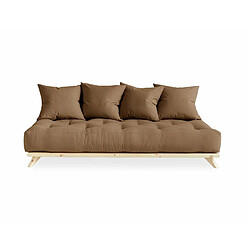 Inside 75 Canapé convertible futon SENZA pin naturel coloris mocca couchage 90 cm.