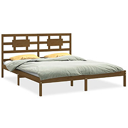 vidaXL Cadre de lit sans matelas marron miel 200x200 cm bois massif