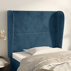 Maison Chic Tête de lit moderne avec oreilles pour chambre - Décoration de lit Bleu foncé 83x23x118/128 cm Velours -MN70348