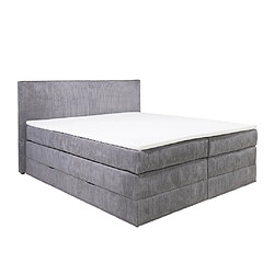 Avis Vente-Unique Ensemble complet boxspring tête de lit + sommiers coffre + matelas + surmatelas - 2 x 80 x 200 cm - Velours côtelé - Gris - IVOLOS de PALACIO