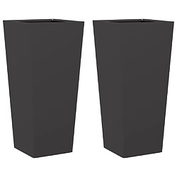 vidaXL Jardinières 2 pcs noir 35x35x75 cm acier