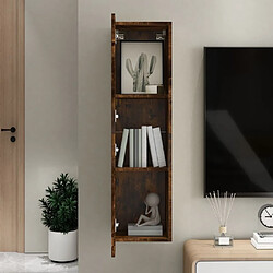 Avis Maison Chic Meuble TV scandinave mural Banc TV suspendu pour salon - Chêne fumé 30,5x30x110 cm -MN65162