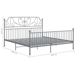 vidaXL Cadre de lit sans matelas gris métal 180x200 cm pas cher