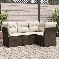 Maison Chic Salon de jardin 4 pcs avec coussins | Ensemble de Table et chaises | Mobilier d'Extérieur marron résine tressée -GKD39571