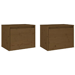 Maison Chic Lot de 2 Armoire murale suspendue,Meuble de Rangement Marron miel 45x30x35cm Bois de pin massif -MN43972