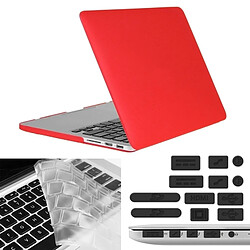 Wewoo Housse Étui rouge pour Macbook Pro Retina 13,3 pouces 3 en 1 givré Hard Shell de protection en plastique avec Keyboard Guard & Port prise de poussière