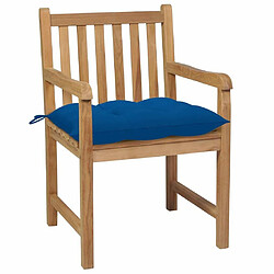 Avis Maison Chic Lot de 4 Chaises de jardin avec coussins | Fauteuil chaises d'extérieur bleu Bois de teck solide -GKD19988