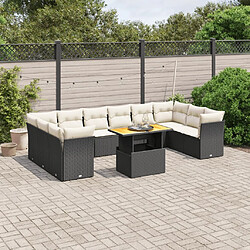 Maison Chic Salon de jardin 11 pcs avec coussins, Ensemble Tables et chaises d'extérieur noir résine tressée -GKD911656