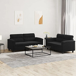 Maison Chic Ensemble de canapés 2 pcs avec coussins, Canapé droit Sofa pour Salon noir tissu microfibre -GKD181678