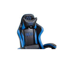 Decoshop26 Fauteuil de bureau repose-pieds télescopique design sportif gamer en PVC noir / bleu et plastique 10_0002507 pas cher