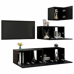 Avis Maison Chic Ensemble de meubles TV 4 pcs | Banc TV Moderne pour salon | Meuble de Rangement - Noir Aggloméré -MN40929